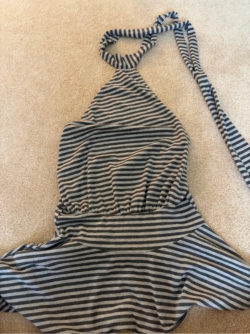 Jaded London Striped Halter Dress Top in Gray and Black